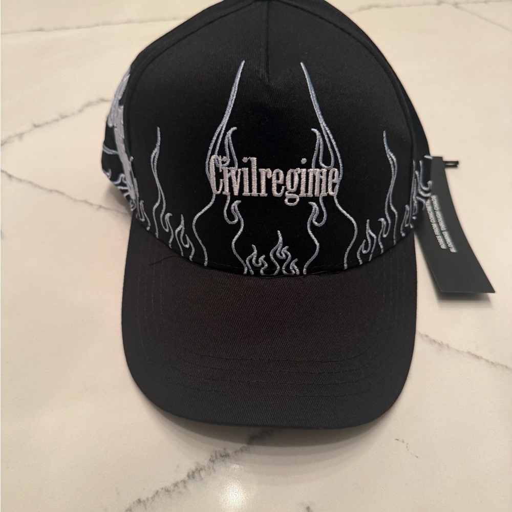 Civil Regime Black Flame Embroidered Cap (Sold)